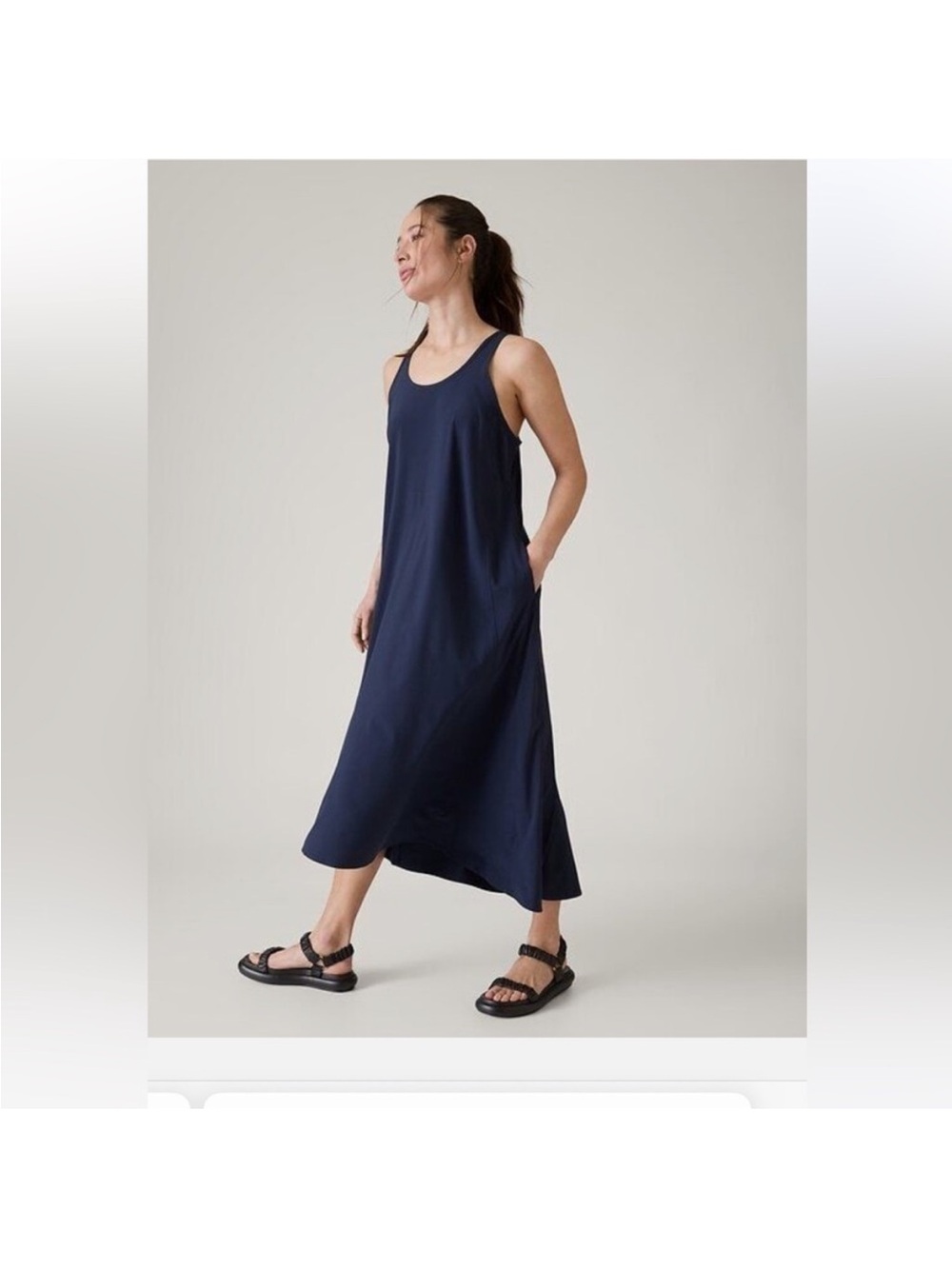 Athleta Presidio Traveler Women’s Navy Racerback maxi Dress small nwt!